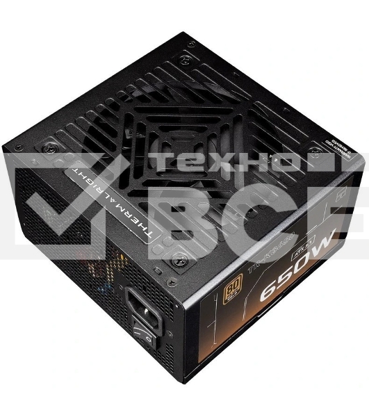 Блок питания Thermalright, 650W 80+ Gold (ATX, 3.1, Full modular, 1x24(20+4)pin, 2xCPU 8(4+4)pin, 2xPCIe*2 8(6+2)pin, 3xSATA3, 2xMOLEX4pin, Active, 120x120mm, 150x140x86mm, APFC, OVP, UVP, SCP, OCP, OTP, OPP, black)