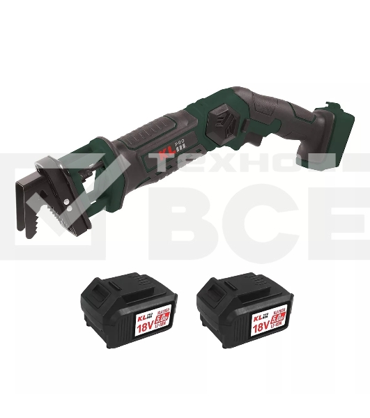 Профессиональная сабельная аккумуляторная пила KLPRO KLBTK18-50 (18В, Li-ion-2шт 5,0А·ч, ЗУ 4,5А 2200об/мин)