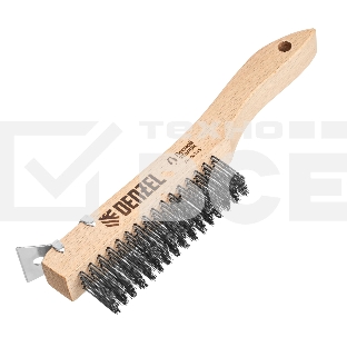 Щетка зачистная Denzel 4-х рядная, проволока из нержавеющей стали с деревянной ручкой скребок, EFP
