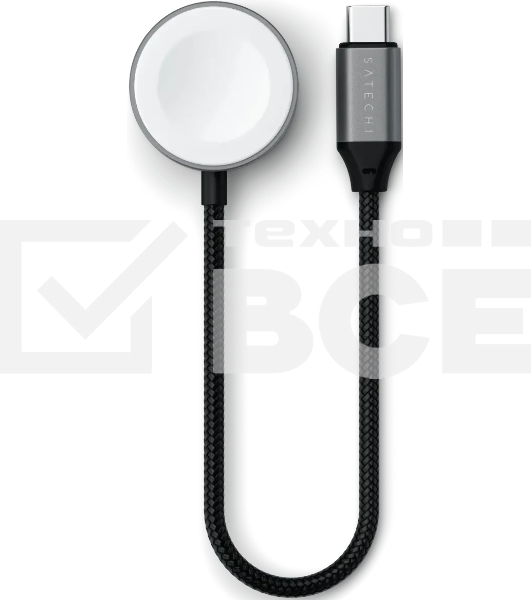 Кабель зарядный Satechi USB-C Magnetic Fast-Charging Cable для Apple Watch, серый космос