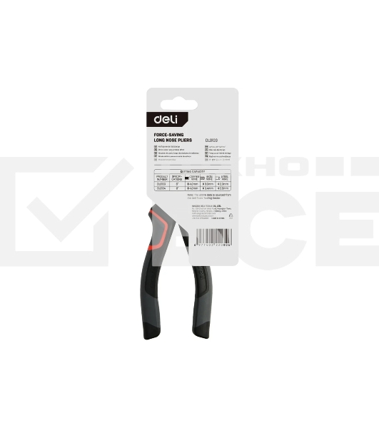 Удлиненные плоскогубцы Deli DL0103 160 мм, Cr-V, эксцентриковый шарнир, антикоррозийное покрытие, трехкомпонентная прорезиненная рукоять