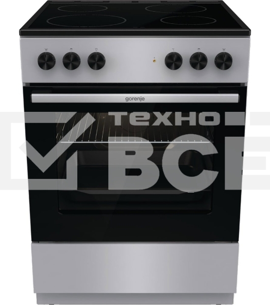 Плита электрическая Gorenje GEC6A11SG серый, конфорок 4 электрических, духовка 65 л, 60 см x 85 см x 60 см