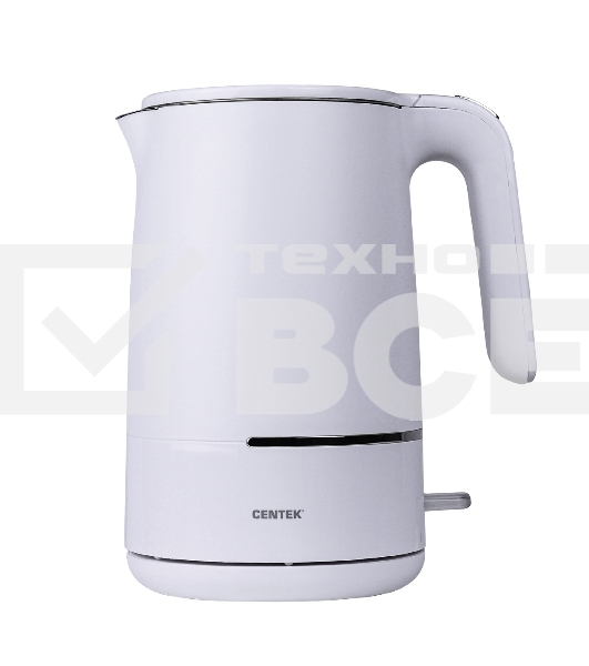 Чайник электрический Centek CT-1012 (белый) 1.5л, 2200Вт, двойные стенки, бесшовная колба, эффект термоса