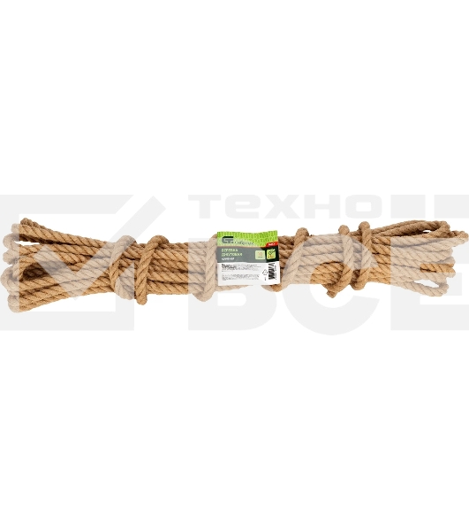 Веревка джутовая СИБРТЕХ 94013 L 10 м, D 8 мм, крученая