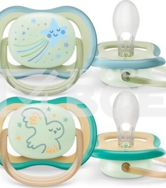Пустышка Philips Avent ultra air, ночная, звезда/сова, 0-6 мес., 2 шт.