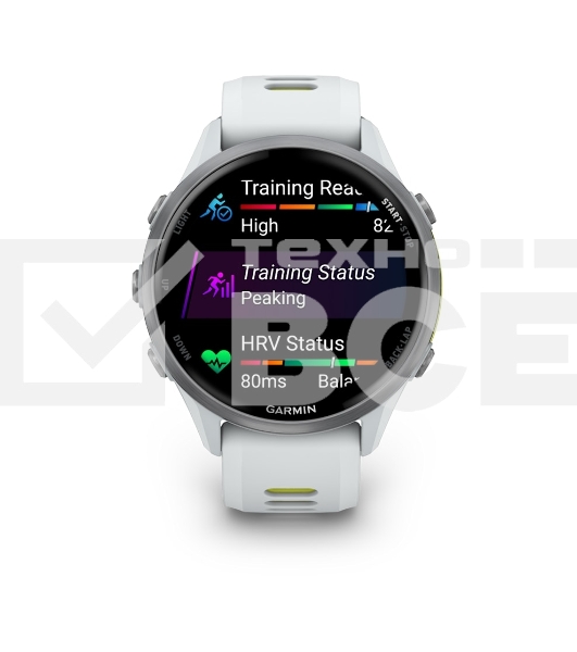 Смарт-часы Garmin Forerunner 970 белый, титановый безель, бело-желтый ремешок 47мм