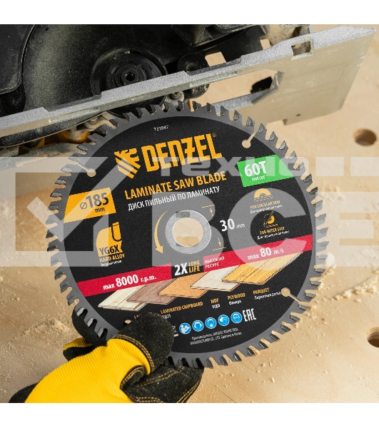 Пильный диск по ламинату Denzel ф185 х 30 мм, 60 зубьев 733847