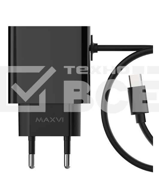 Сетевое зарядное устройство Maxvi CHL-240T 2.4A, with Type-C cable, черный