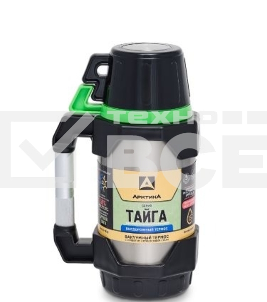 Термос Арктика 110-1500, узкое горло 1,5 л + чашки, с доп. чашкой и контейнером для чая, 2 крышки-чашки 400 мл, холод/тепло 32 ч