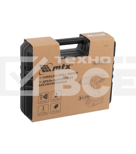 Дрель-шуруповерт аккумуляторная MTX MCDL-12-02, Аккумуляторная, 12В, 2 АКБ, Кейс