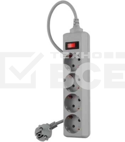 Сетевой фильтр Buro 400SL-3-G 3 м, 4 розетки, серый (пакет ПЭ)