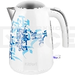Чайник электрический Kitfort КТ-6772 1.7л. 2200Вт белый/синий корпус: металл/пластик, фото 1