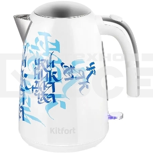 Чайник электрический Kitfort КТ-6772 1.7л. 2200Вт белый/синий корпус: металл/пластик