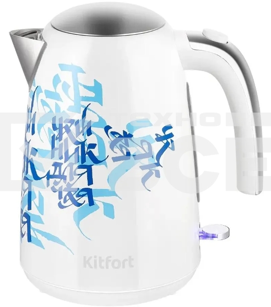 Чайник электрический Kitfort КТ-6772 1.7л. 2200Вт белый/синий корпус: металл/пластик