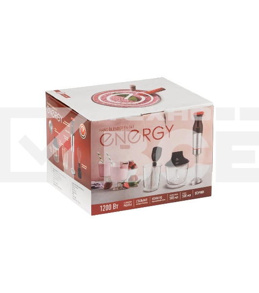 Блендер погружной Energy EN-141, 1200Вт, 2 скорости, стакан для смешивания, венчик, измельчитель