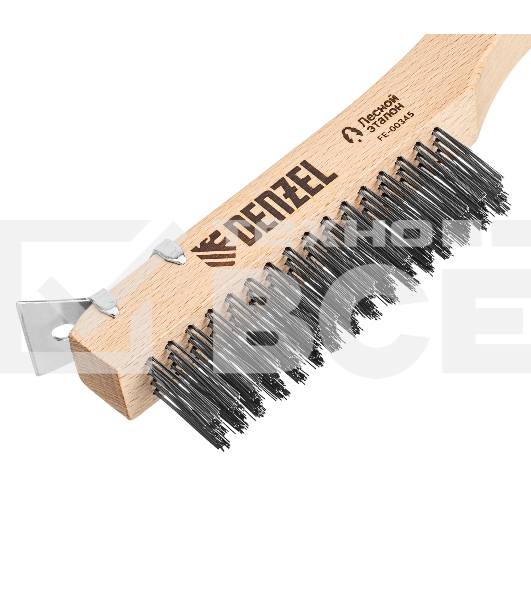 Щетка зачистная Denzel 4-х рядная, проволока из нержавеющей стали с деревянной ручкой скребок, EFP