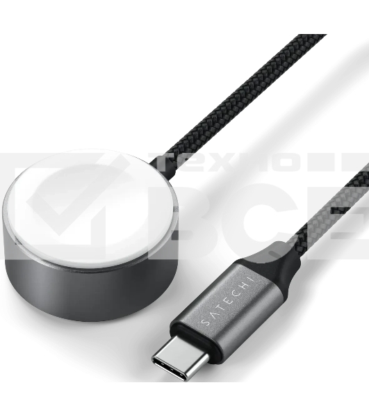 Кабель зарядный Satechi USB-C Magnetic Fast-Charging Cable для Apple Watch, серый космос