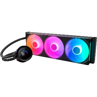 Система жидкостного охлаждения для ПК/ Water Cooling System NZXT Kraken Plus 360 RGB V2 (260W, 360mm, LED temp., Black, RGB/ Fans: 3x120mm, 75.05CFM, 31.9dBA, 2400RPM/ Pump height 55.97mm, 2800RPM, Rad thickness 27mm/ S: 1851, 1700, 1200, 115X, AM5, AM4)