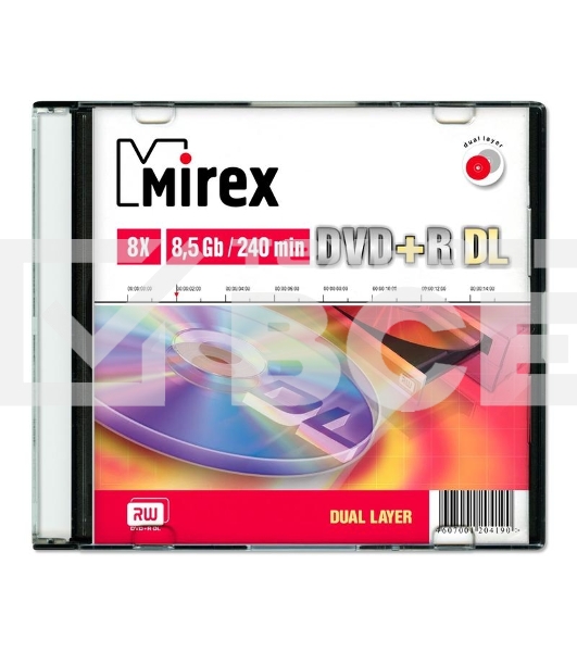 Диск DVD+R Mirex 8.5 Gb, 8x, Slim Case (1), Dual Layer (1/50)