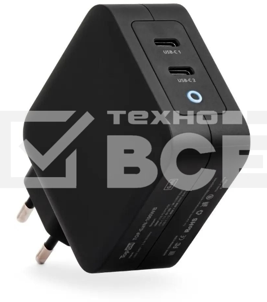 Блок питания TopON TOP-GaN-100WB автоматический 100W 5V-20V 5A 2xUSB от бытовой электросети LED индикатор