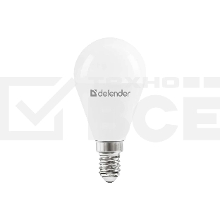 Лампочка светодиодная Defender P45-12W-830-E14 шар, 3000 К, теплый белый, 1 шт.