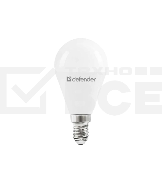 Лампочка светодиодная Defender P45-12W-830-E14 шар, 3000 К, теплый белый, 1 шт.