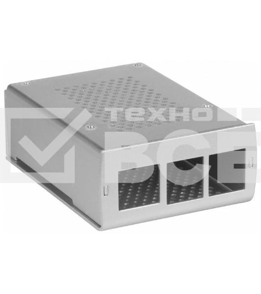 Корпус перфорированный Qumo с доп.креплением, Aluminum Case, Raspberry Pi 4B, silver(RS036)