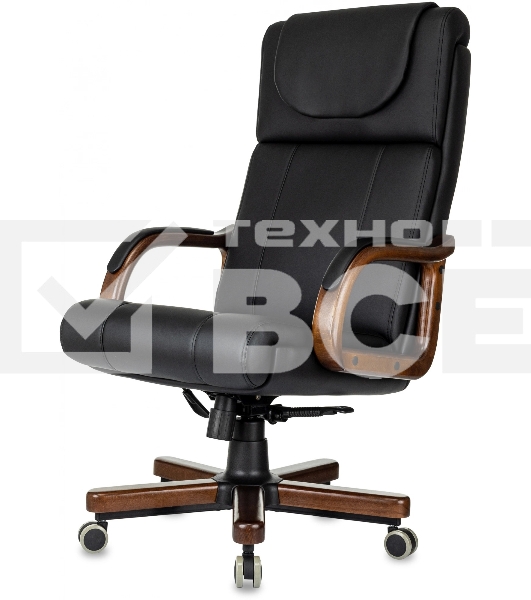 Кресло руководителя Бюрократ T-9933Walnut черный, эко.кожа, крестов. металл/дерево