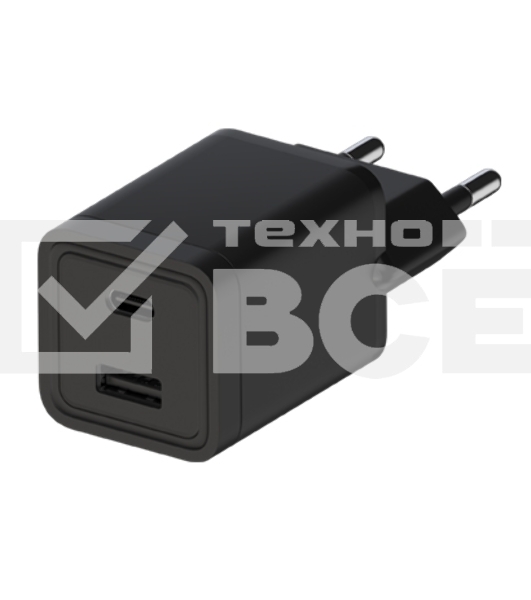 Сетевое зарядное устройство Maxvi A304 Type-C\USB 3A 15W, черный