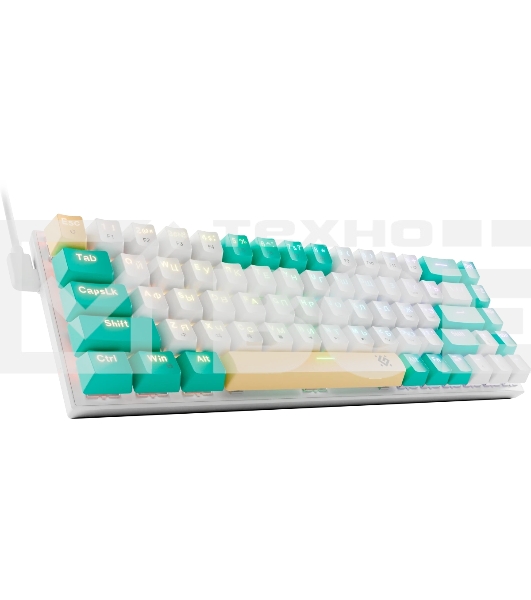 Клавиатура проводная механическая Defender Vexx Pro GK-084 RU, белый/зеленый, механическая