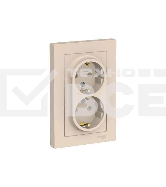 Розетка 2-м AtlasDesign с заземл. 16А в сборе беж. SchE ATN000224
