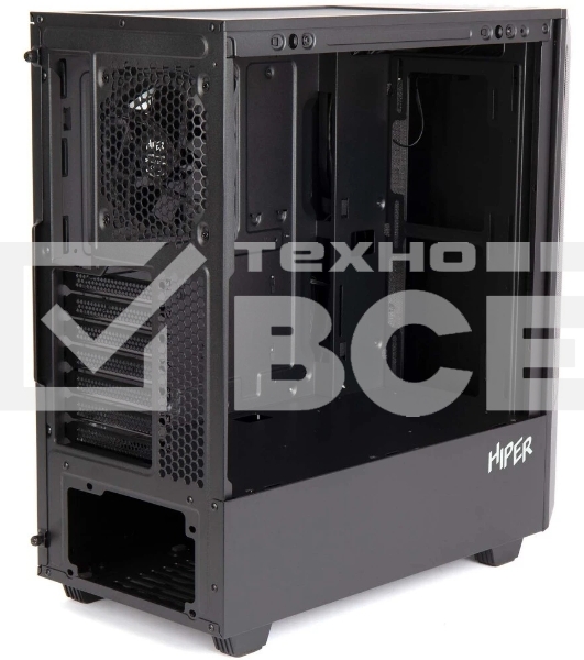 Компьютерный корпус Hiper PB81 черный без БП ATX 3x120мм 2xUSB2.0 2xUSB3.0 audio bott PSU