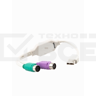 Кабель AM-2xPS/2 0.1м VCOM USB->2xPS/2 (адаптер для подключения PS/2 клавиатуры и мыши к USB порту), VUS7057