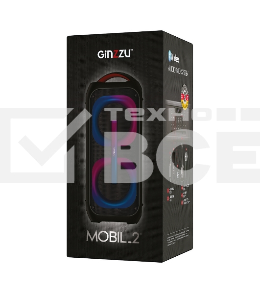 Акустическая система Ginzzu GM-112, Midi, BT/USB/TF/MIC/ДУ