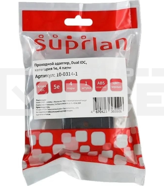 Адаптер Suprlan 10-0314-1, проходн.RJ45 кат.5E UTP, стальной