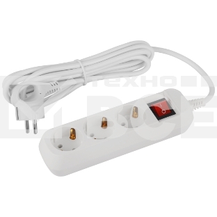 Удлинитель электрический ЭРА UDL-16-330-ES Greenline 3 розетки с заземлением с выключателем 3м ПВС 3x1мм2