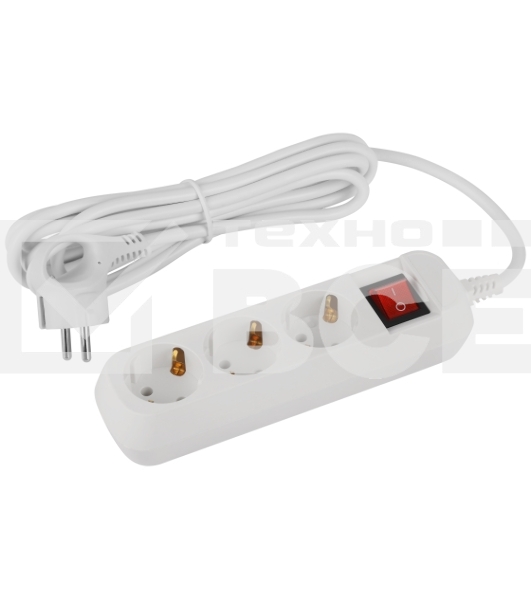 Удлинитель электрический ЭРА UDL-16-330-ES Greenline 3 розетки с заземлением с выключателем 3м ПВС 3x1мм2