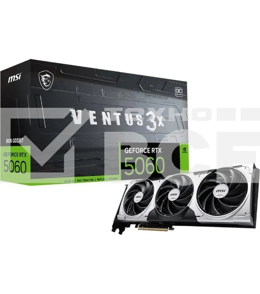 Видеокарта MSI PCI-E 5.0 RTX 5060 8G VENTUS 3X NVIDIA GeForce RTX 5060 8Gb 128bit GDDR6 2602/28000 HDMIx1 DPx3 HDCP Ret