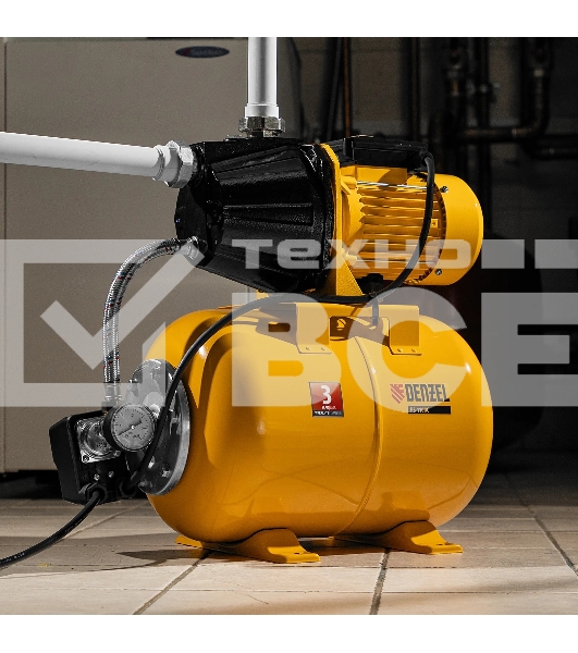 Насосная станция Denzel PS1100С 1100 Вт, 4500 л/ч, ресивер 24 л, подъем 46 м, чугун