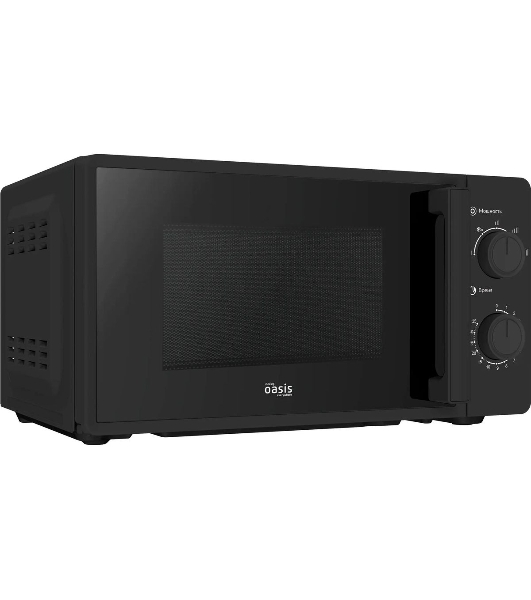 Микроволновая печь OASIS MW-70RB черный, 20 л, 700 Вт, переключатели — поворотный механизм