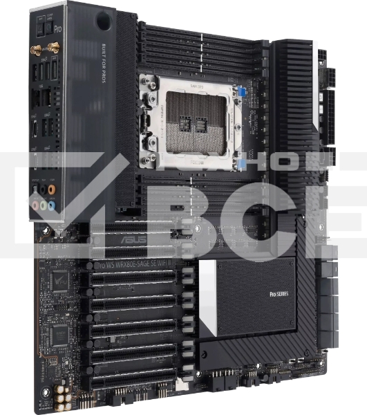 Материнская плата ASUS Pro WS WRX80E-SAGE SE WIFI II, sWRX8, AMD WRX80, 8xDDR4, 8xSATA, 3xM.2, 7xPCI-E 4.0 x16, 2xRJ-45 10Gb, 8xUSB 3.2 Gen 2, 1xUSB 3.2 Gen 2, 1xUSB 3.2 Gen 2x2, 5x3.5 мм, 7.1, E-ATX