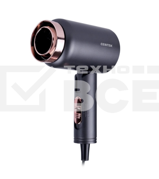 Фен Centek CT-2202 (серый) 1600Вт, 3 скорости, турмалиновая ионизация, антистатический эффект