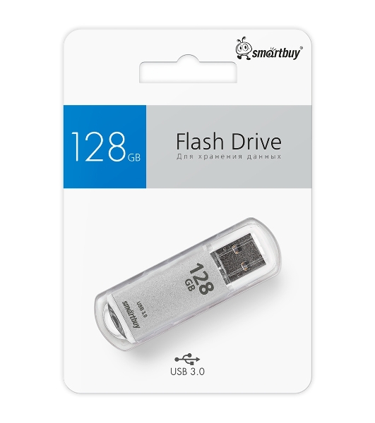 Флешка USB Smartbuy V-Cut Silver (SB128 GbVC-S3), 128Gb, USB 3.0, R/W 75/30, серебристый