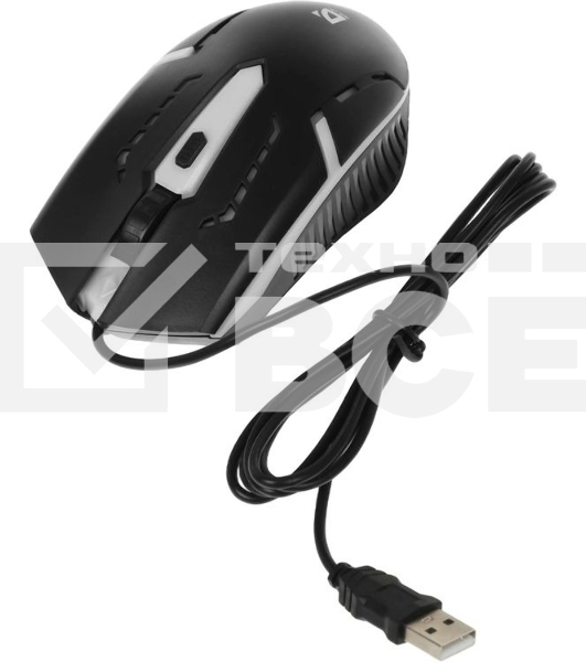Мышь проводная Defender Flash MB-600L черный, 1200 dpi, USB, кнопки - 4