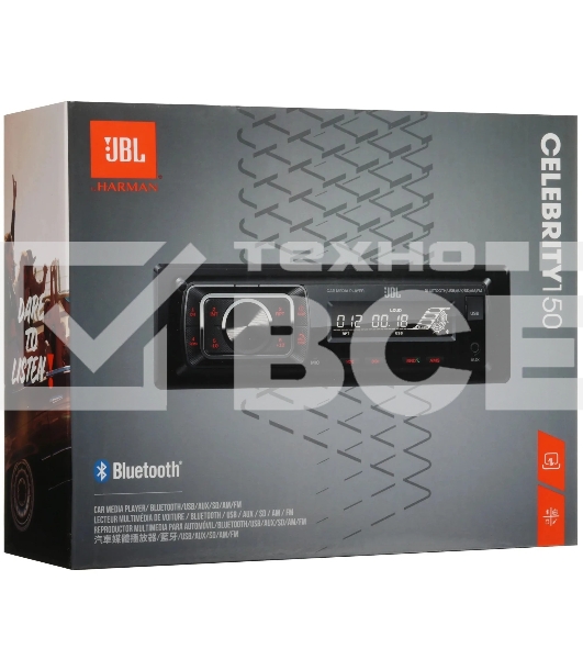 Автомагнитола JBL Celebrity 150, 1 DIN, Bluetooth, USB Type-A, AUX, съёмная панель