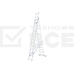 Лестница Сибртех, 3 х 14 ступеней, алюминиевая, трехсекционная, фото 1