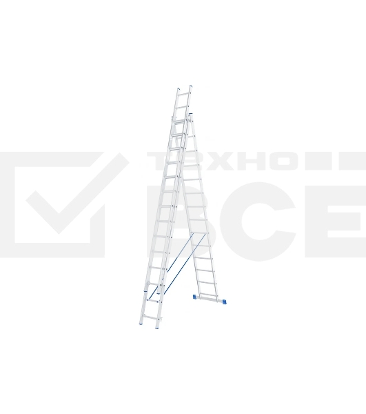 Лестница Сибртех, 3 х 14 ступеней, алюминиевая, трехсекционная