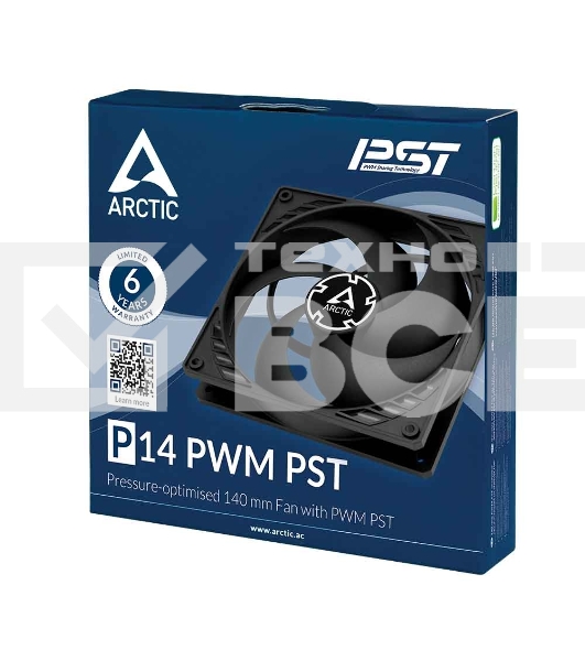 Вентилятор для корпуса Arctic P14 PWM PST черный, 140 мм, 1700 об/мин, 22.5 дБ, 4 pin
