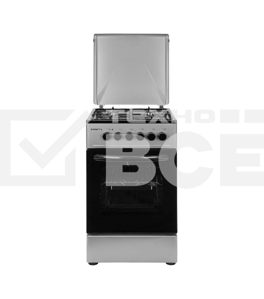 Плита комбинированная Kraft KF-FSK5302ES серый, конфорок 4 газовых, духовка 58 л, 50 см x 85.5 см x 55 см