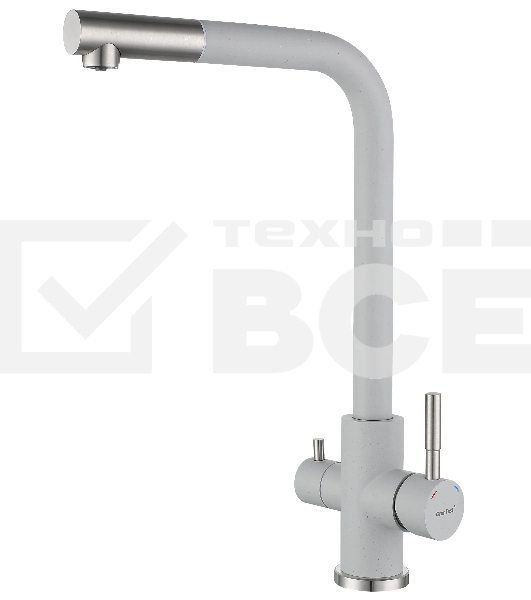 Кухонный смеситель GranFest Quarz GF-Z-5421, Г-образный, кран под фильтрованную воду, серый